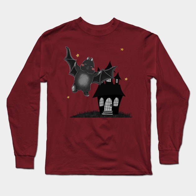 Black Bat Rabbit Fly Bunniesmee Long Sleeve T-Shirt by GambarGrace